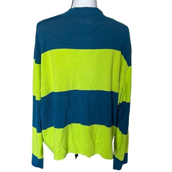Victor Glemaud x Target Striped Mock Turtleneck Blue/Green Pullover Sweater - Picture 5 of 5